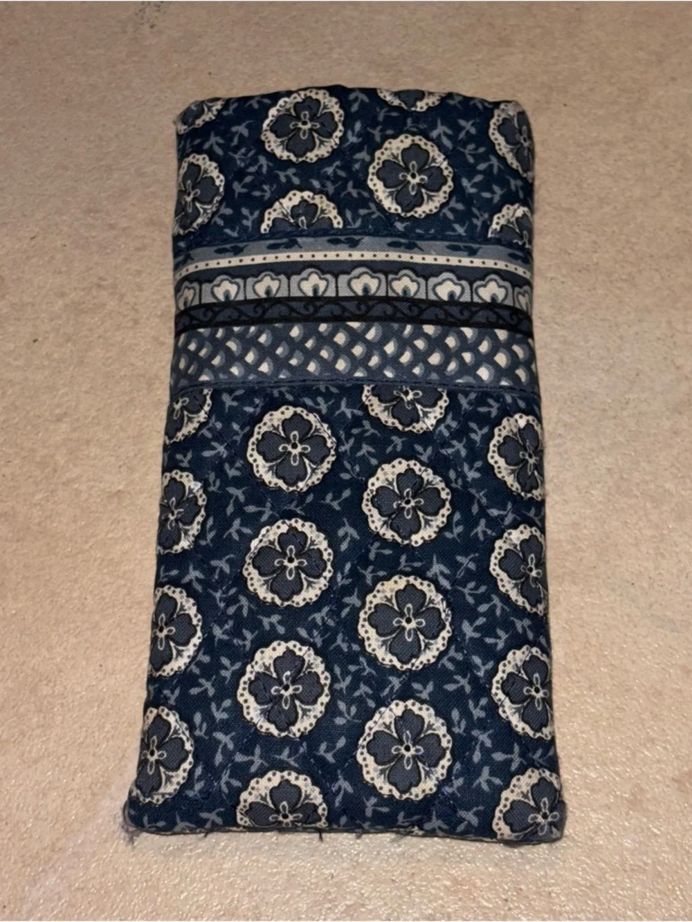 Vera Bradley Vintage Retired Indigo Blue Quilted Glasses Case